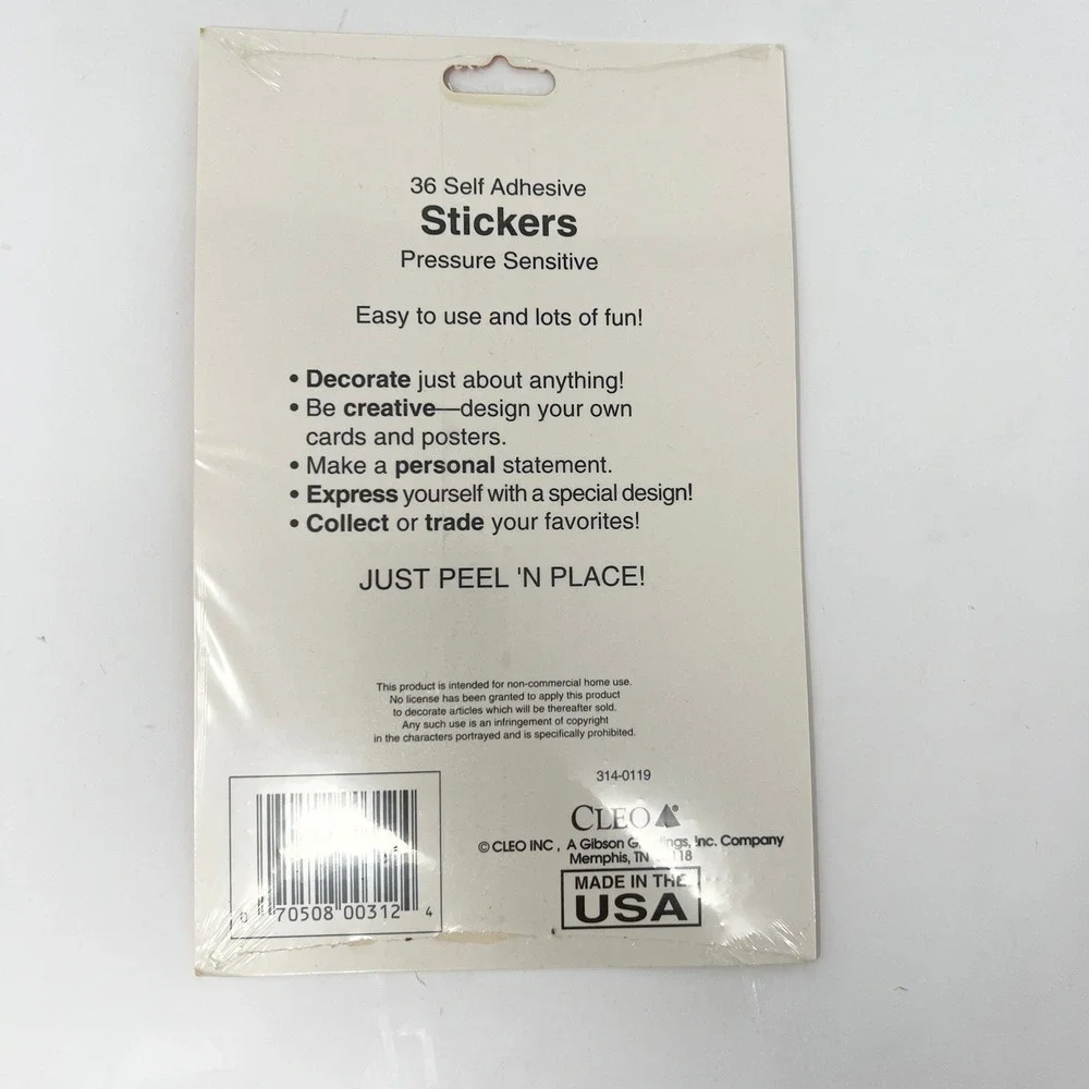 Vintage 1992 Jurassic Park 36 Self‎ Adhesive Stickers Cleo Inc USA Sealed T-Rex